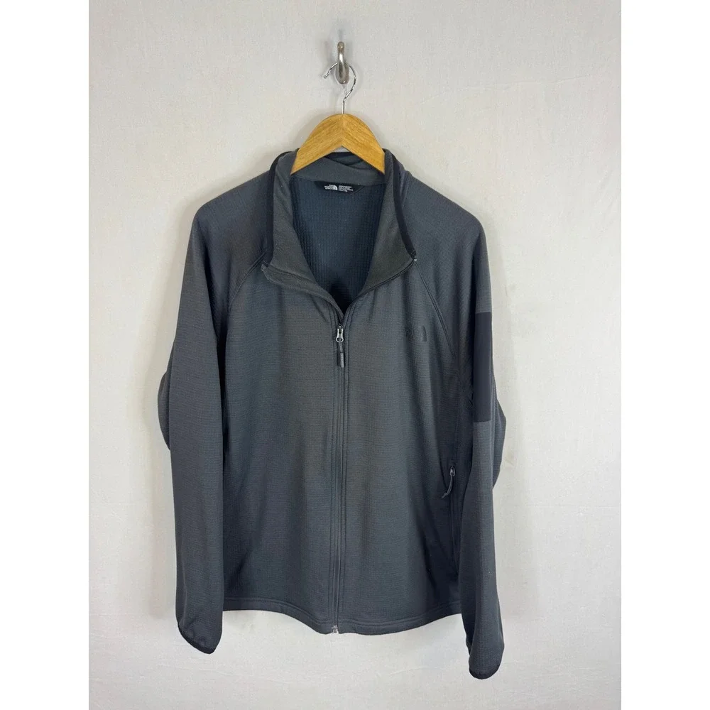 The North Face Mens Borod Full Zip Grid Fleece Jacket Asphalt Grey XXL NF0A2VE1